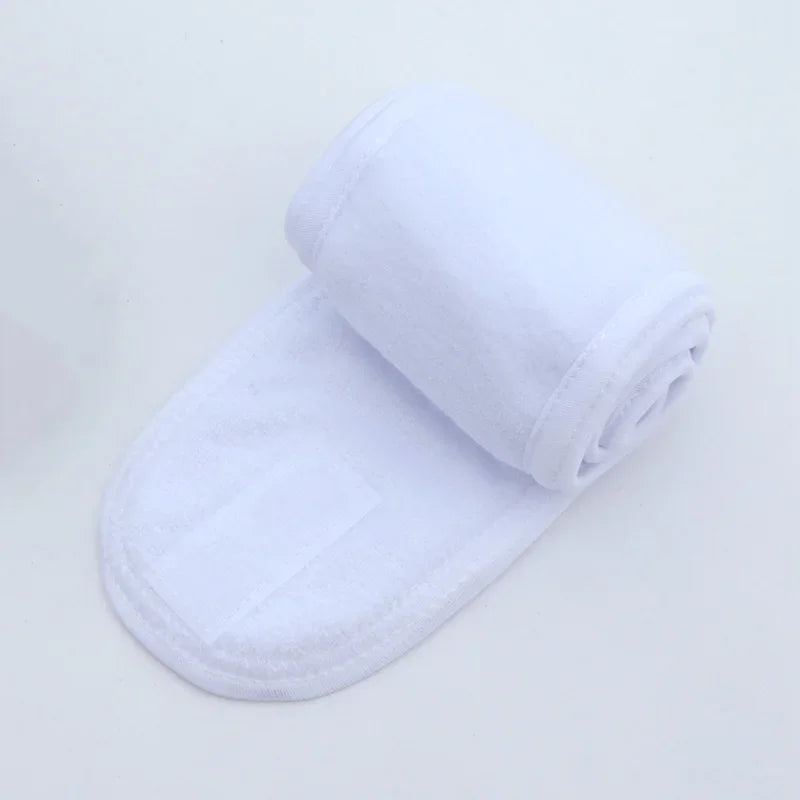 Women Spa Wide Hairband Adjustable Head Band Yoga Bath Shower Makeup Qme WHITE