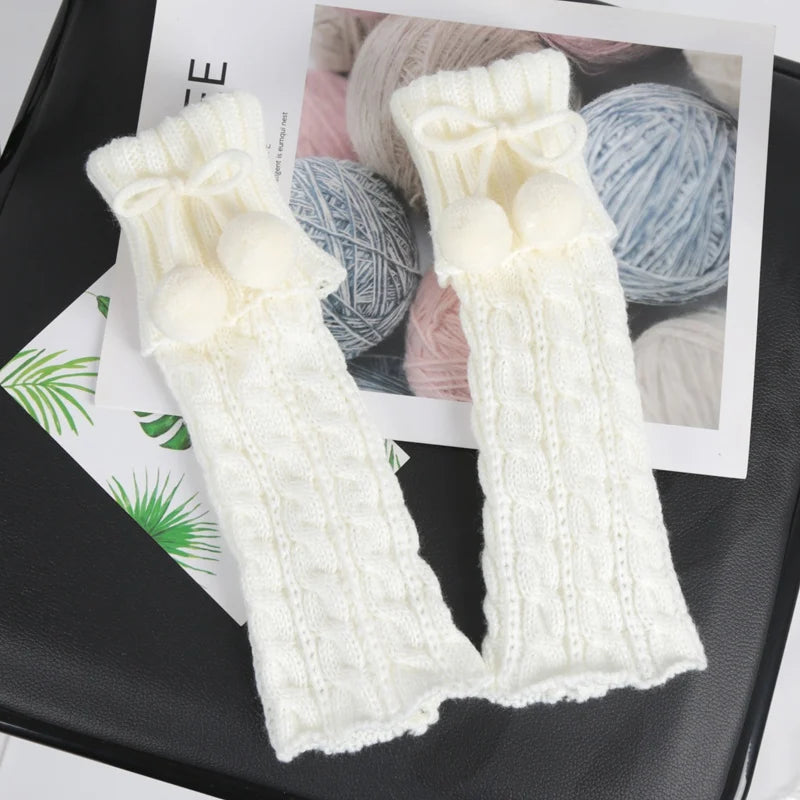 Soft Knitted Toddler Leg Covers Baby Cute Calf Leg Warmers for Kids Girls Fashion Children Pile Sock Winter Lolita Knee Socks Qme