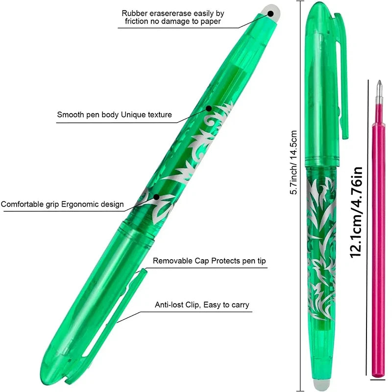 Kawaii Pilot, Erasable Gel Pens, Assorted Color Inks,Fine Point 0.5 mm, Pack of 12/8 Qme