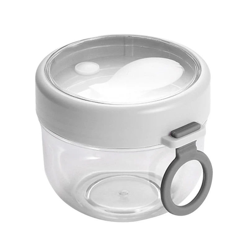 Spoon Meal Prep Containers Reusable Overnight Oats Jar Container Qme White