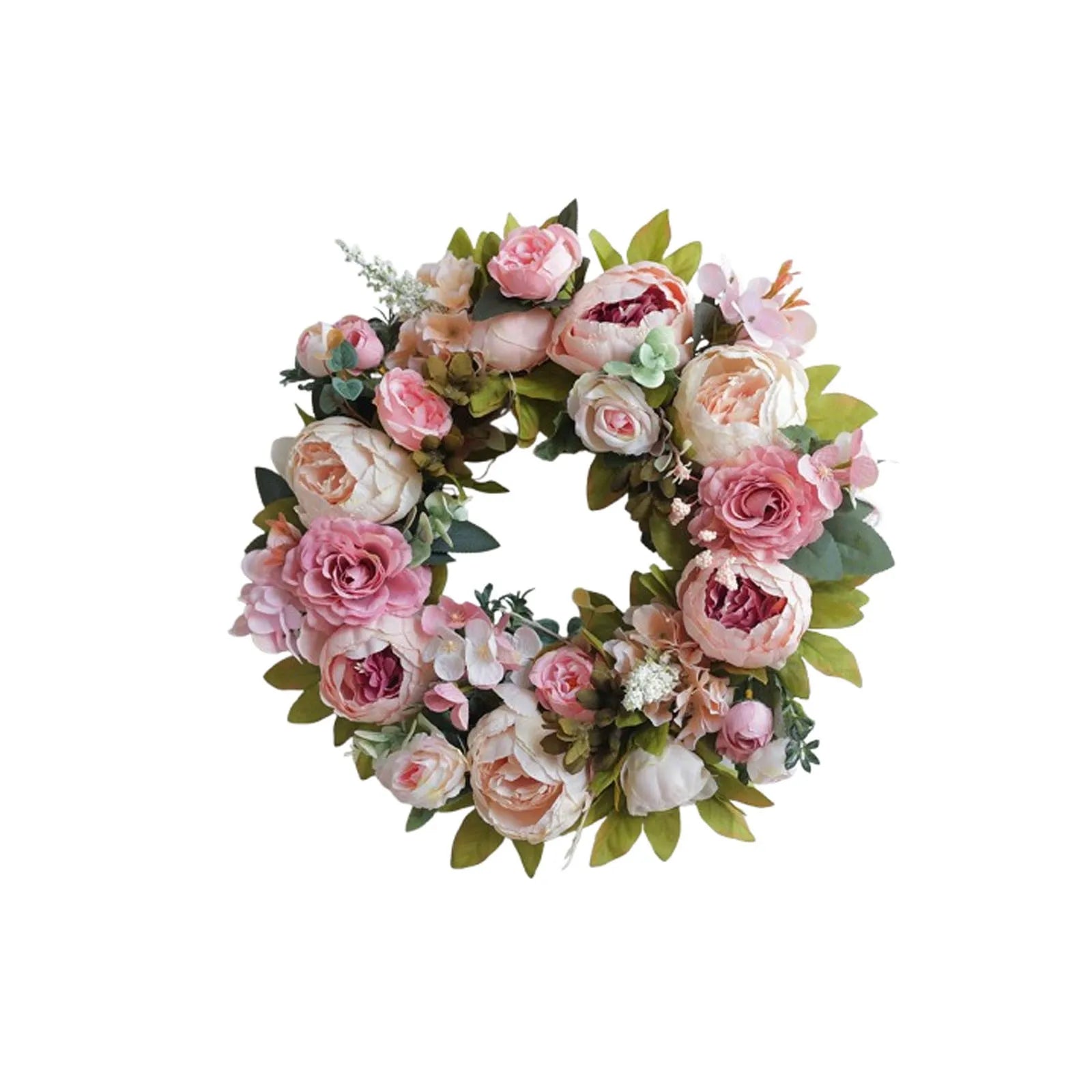 Peony Artificial Flower Round Wreath Holiday Party Wedding Decoration Props Home Resturant Door Display Props Qme Pink