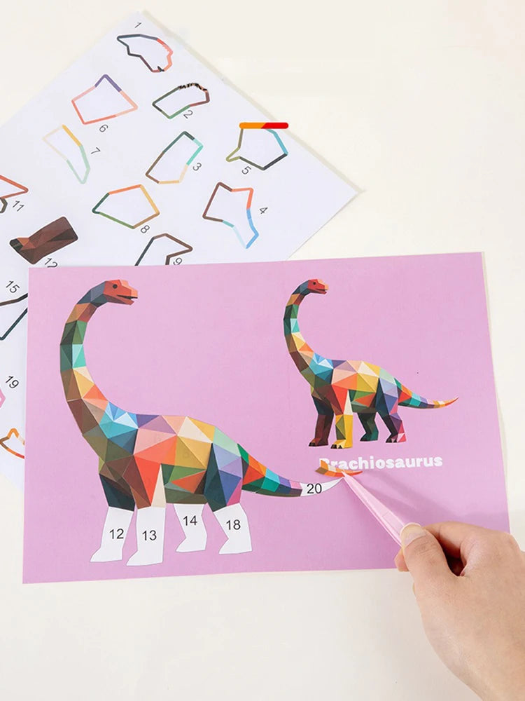 3D Puzzle Stickers DIY Craft Kits Animal Collage 5 Themes Back-to-School Gift Creative Educational 9-PCS Kit with Clips Qme