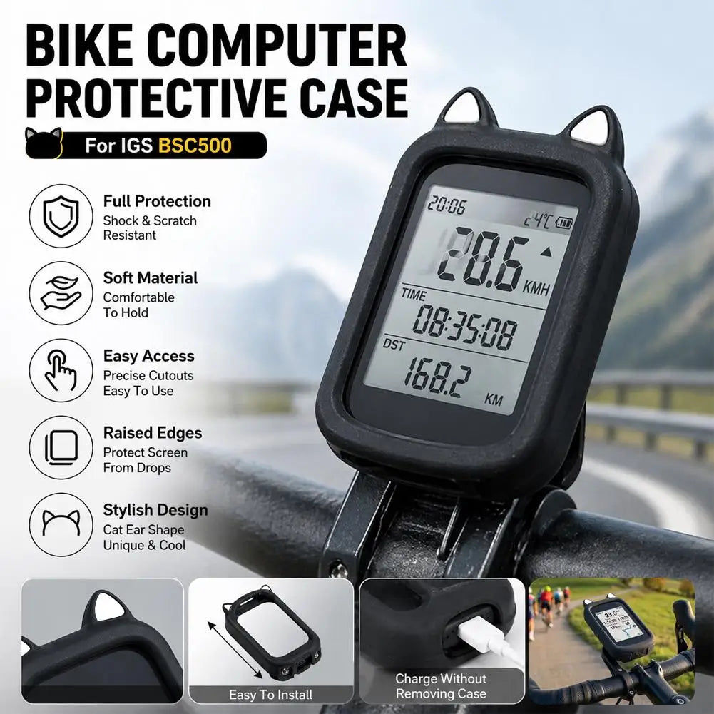 Bike Computer Silicone Case IGS BSC500 Cover Film Accessories Full Qme