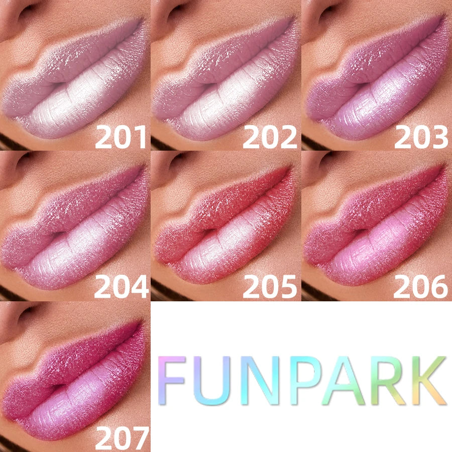 7 Colors Sparkling Metallic Finish Lipstick Hydrating Red Pink Qme