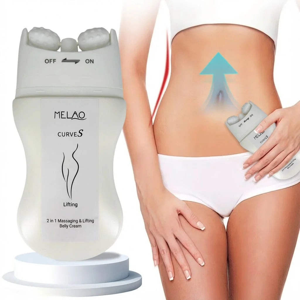 MELAO CURVES Lifting Belly Cream 100g with Massage Device, for Tummy Tightening, Skin Firming, Postpartum Care Qme