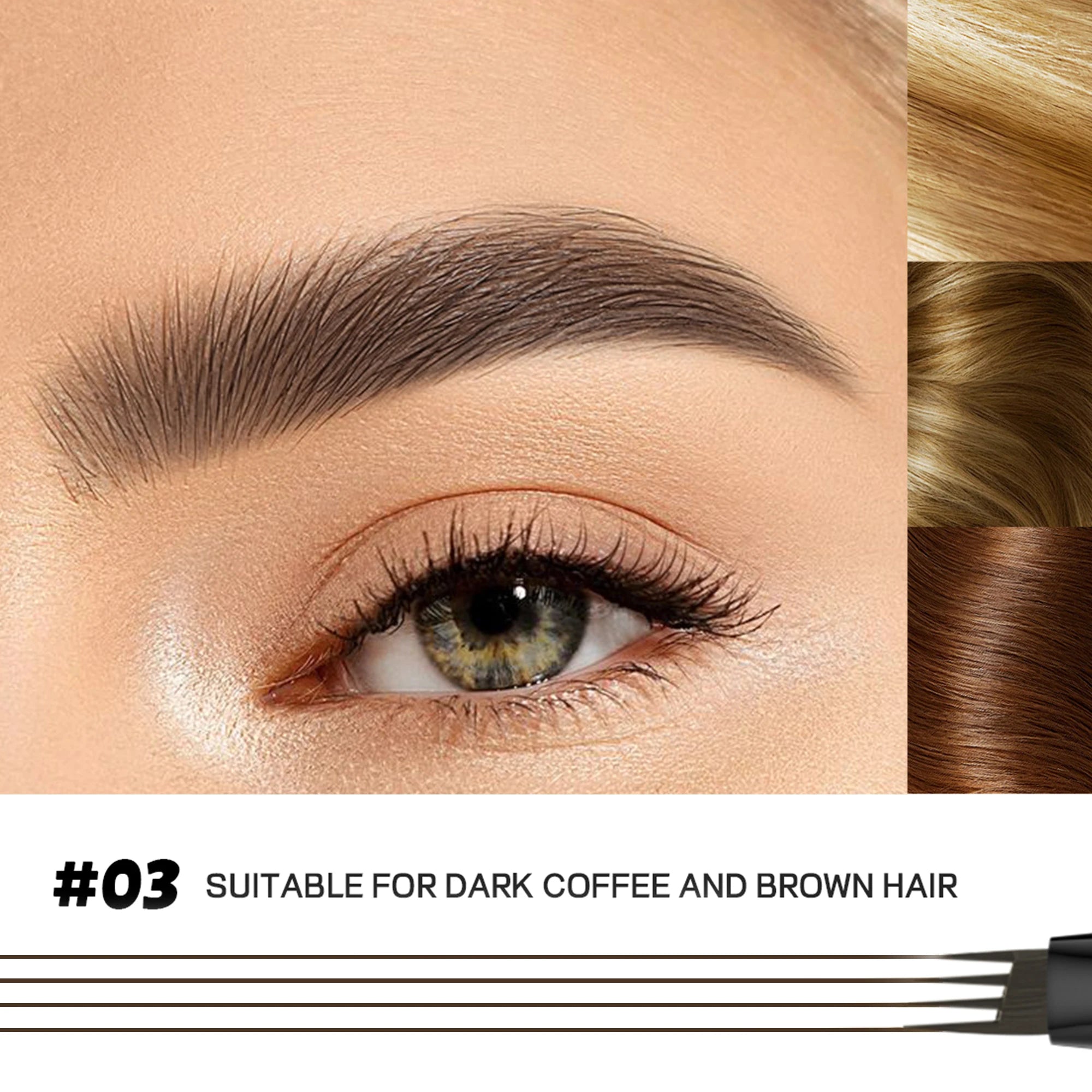 Liquid Four-pronged Eyebrow Pencil Extremely Fine Long-lasting Qme 03