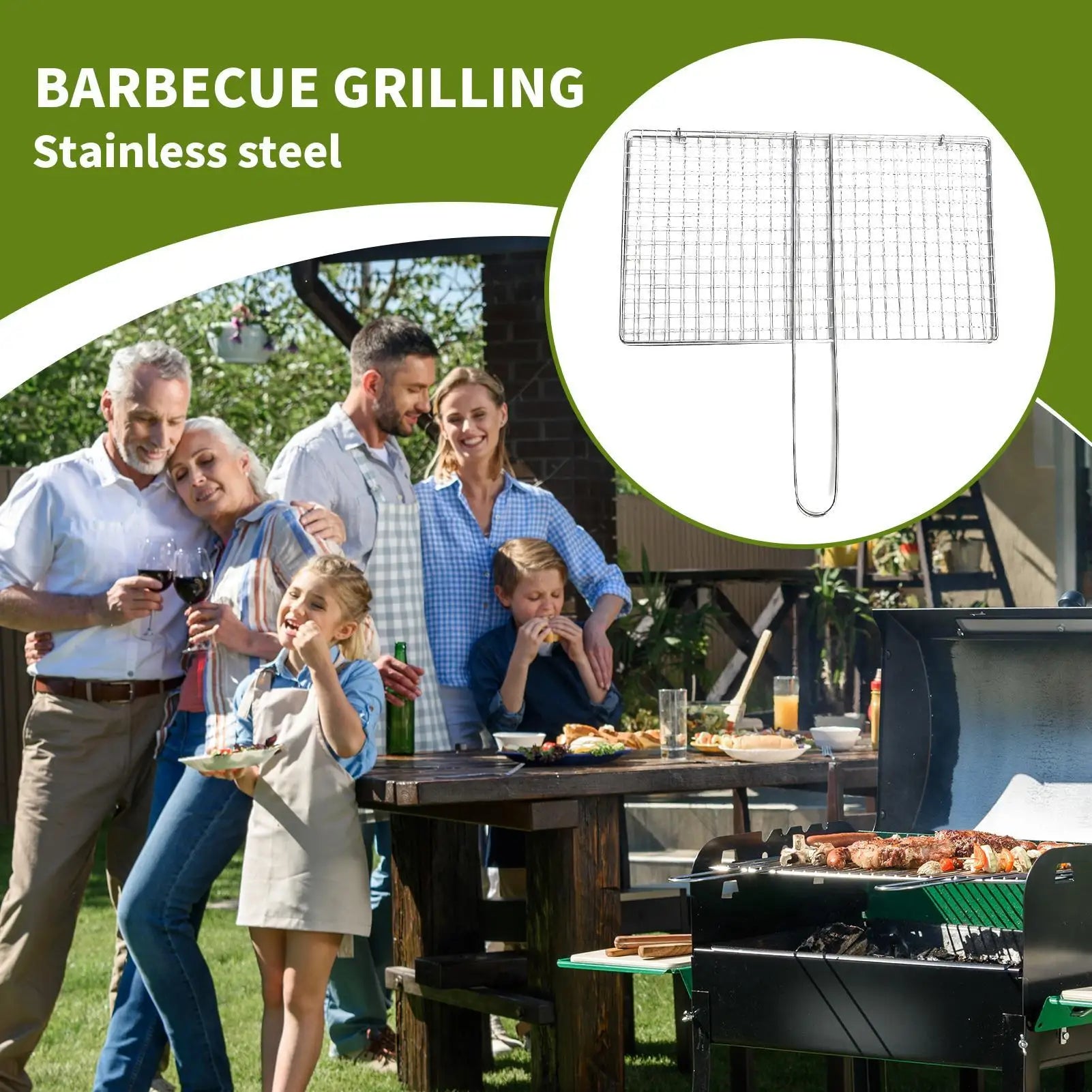 Fish Grill Basket Stainless Steel Barbecue BBQ Net Outdoor Cooking Qme