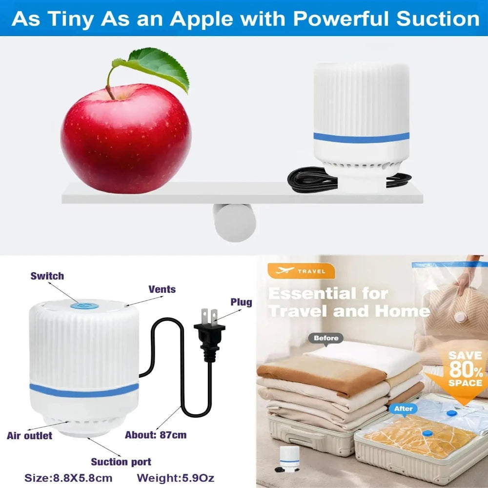 Low Noise Mini Electric Vacuum Air Pump Instant Compression Portable Tool For Household Vacuum Storage Bags Use Qme