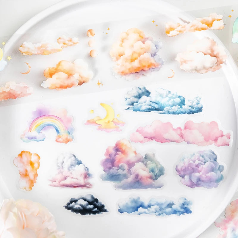 50mm*2m Kawaii Clouds PET Tapes Scrapbooking Journal Planner Background Materials Masking Tape Korean Stationery Office Supplies Qme