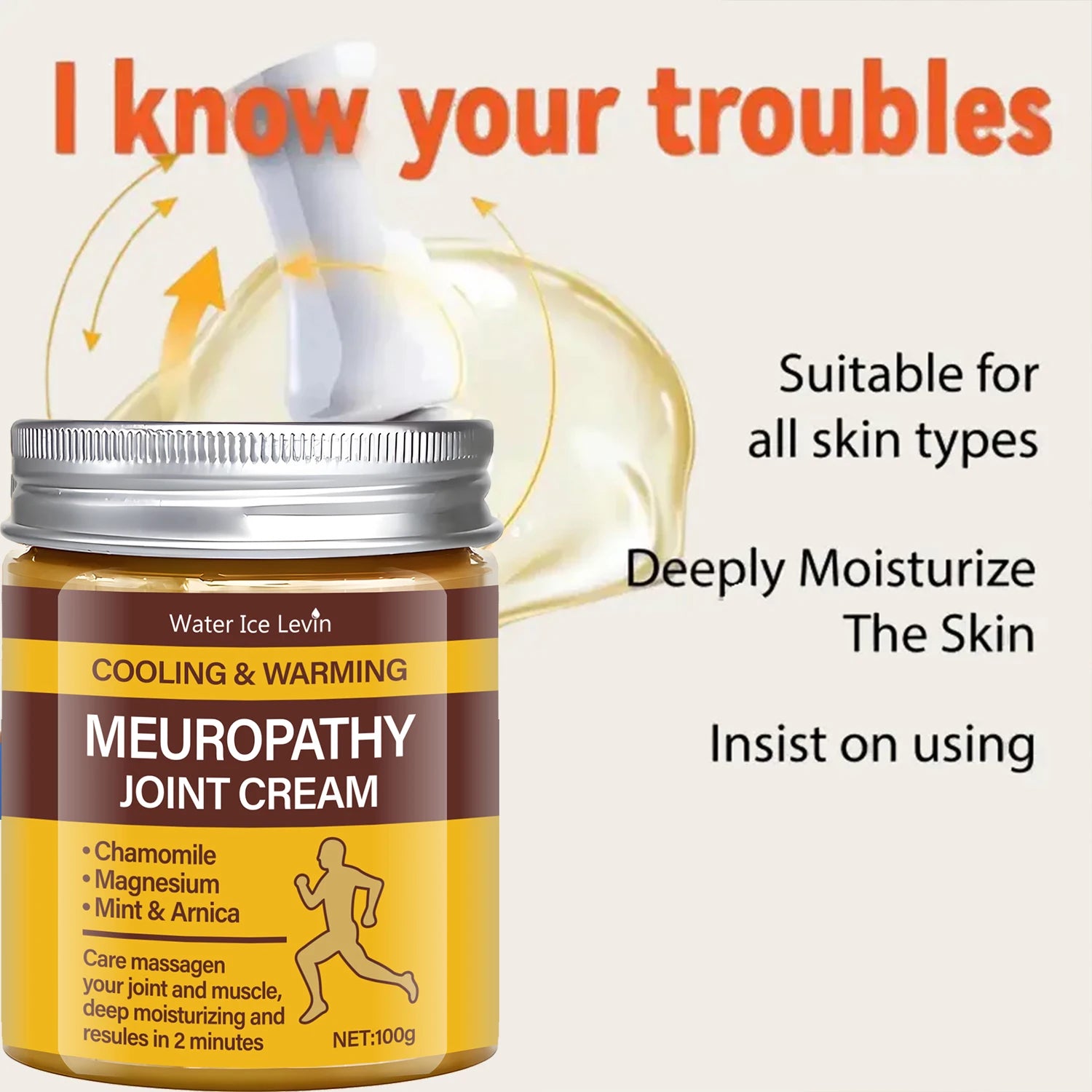 Meuropathy Joint Cream with Magnesium & Arnica - Dual Cooling & Warming Relief for Muscle & Joint Pain - Fast-Acting Qme