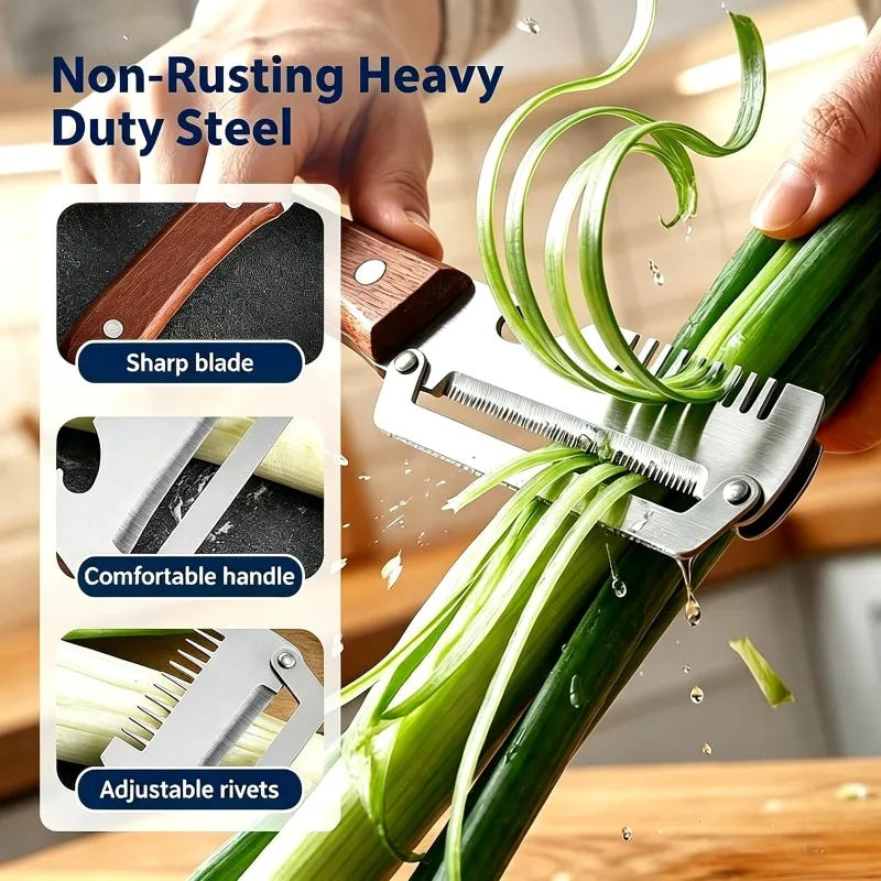 Stainless Steel Peeler with Wooden Handle 3-in-1 Fruit Potato Peeler with Bottle Opener Fruit and Vegetable Scraping Tool Qme