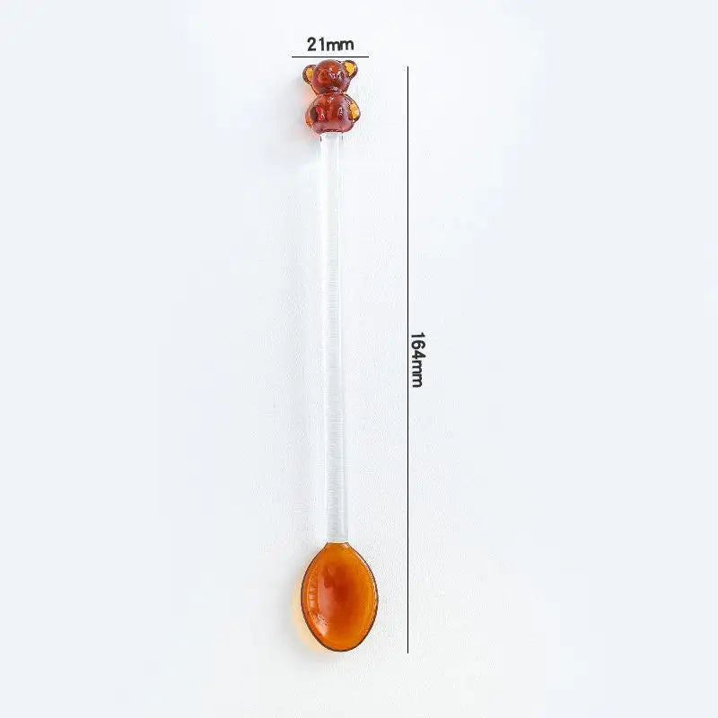 Long Handle Mixing Round Spoon Creative Bear Coffee Kitchen Dessert Qme A2