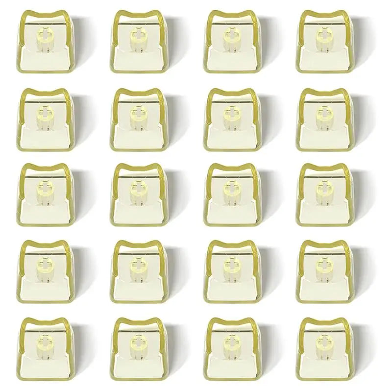 10 Cute Cat Transparent PBT Keycaps 1U Blank MAO Profile Mechanical Qme 20pcs yellow