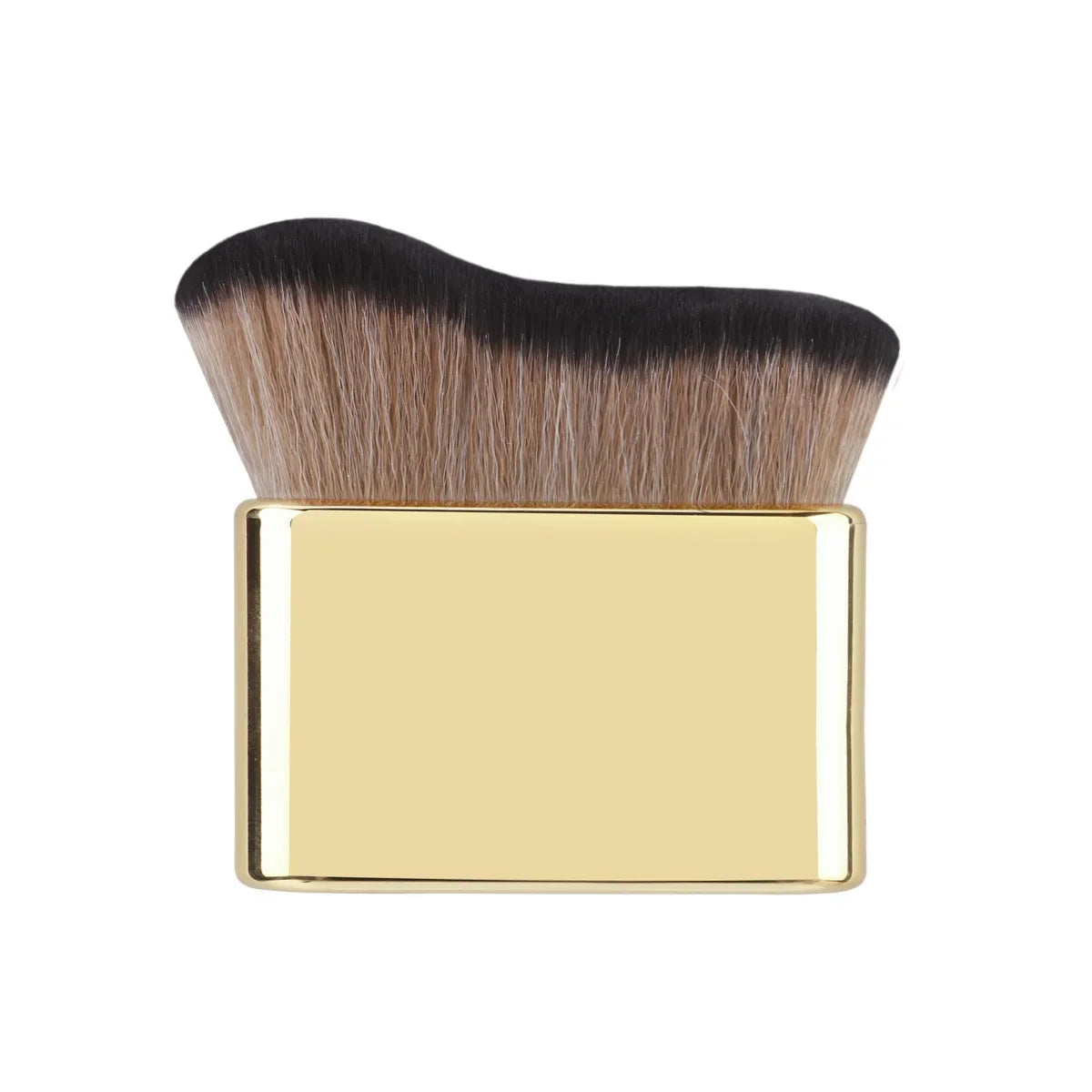 Single Wave-shaped Flat Fan Face Body Brush Ultra Soft Dense Qme Gold