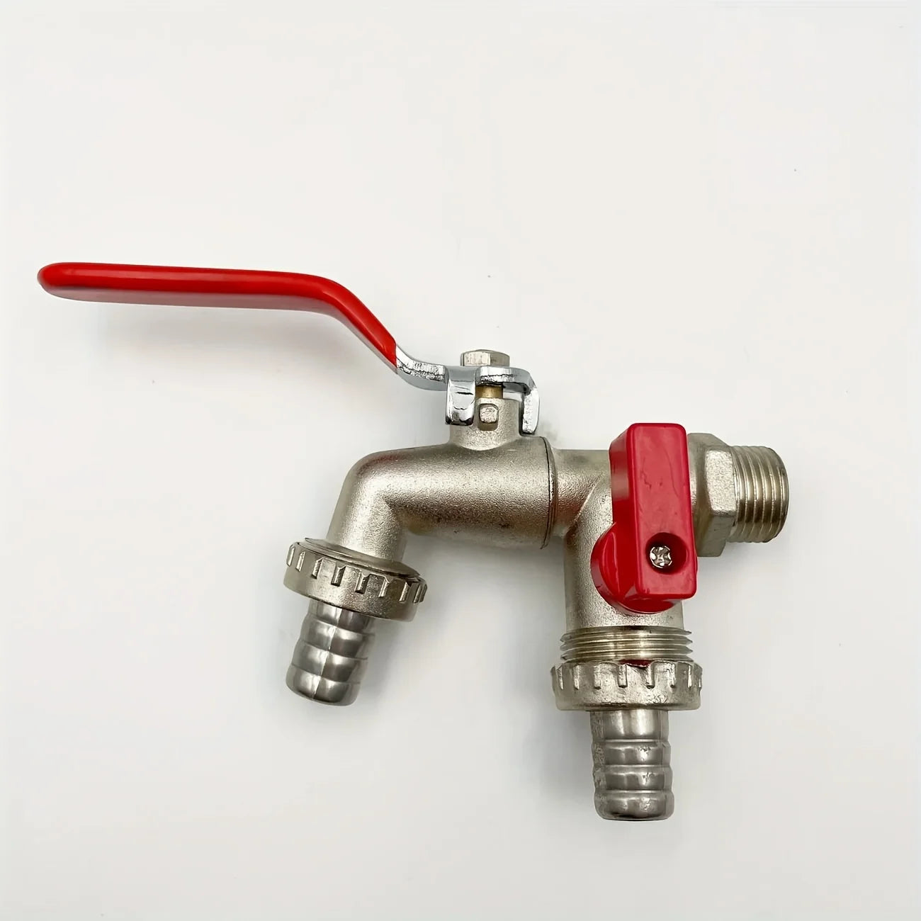 1Pc dual socket garden water pipe faucet, universal threaded multi-component outdoor faucet, compatible with sprinklers and wate Qme 1pc Red