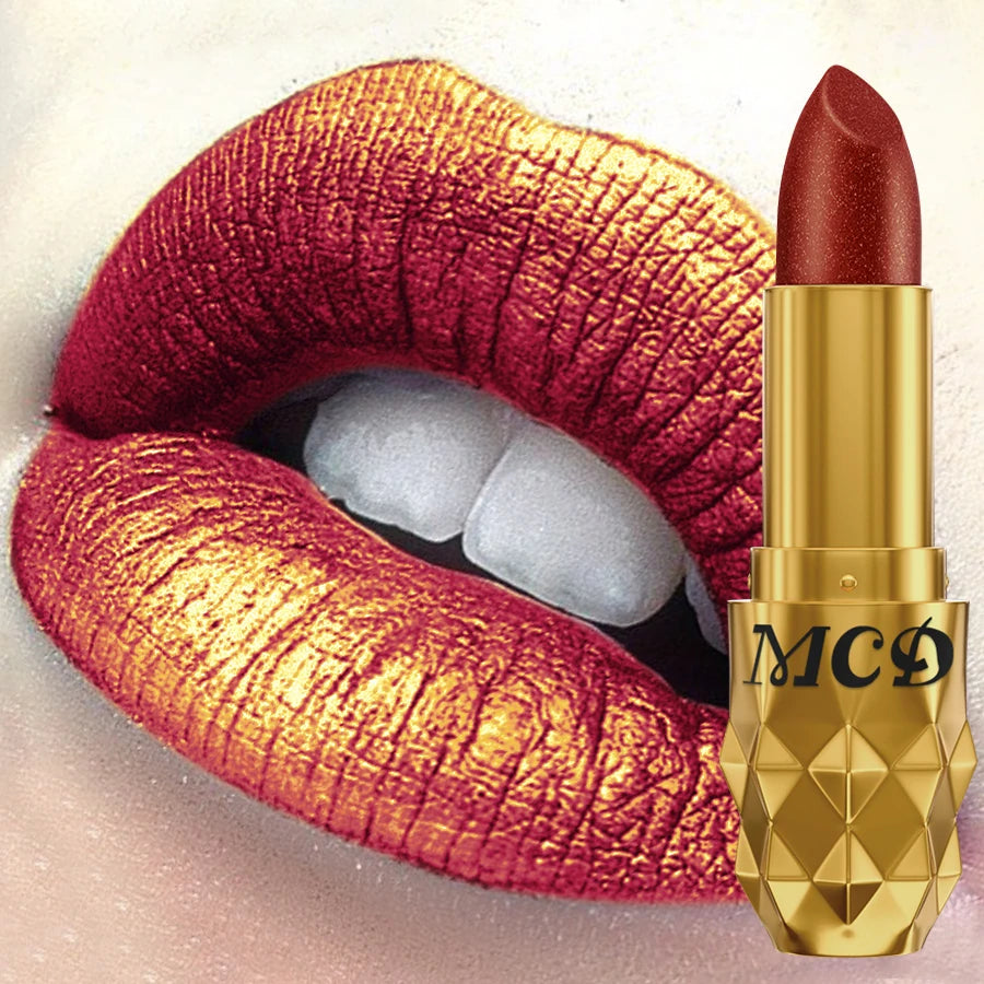 5 Colors Pearlescent Metallic Lipstick Bold& Intense Glitter Shinny Qme 302