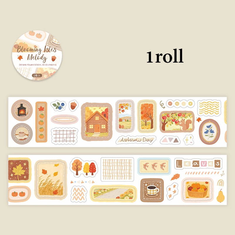 Fresh & Healing Washi Tape, High-Value Stationery & Unique Gift, Ideal for Journal Borders & Background Decor Qme D