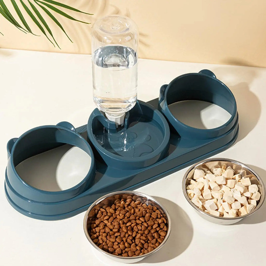 Pet Bowl Raised Dog Cat Dishes Food Water Stainless Steel Non-slip Qme