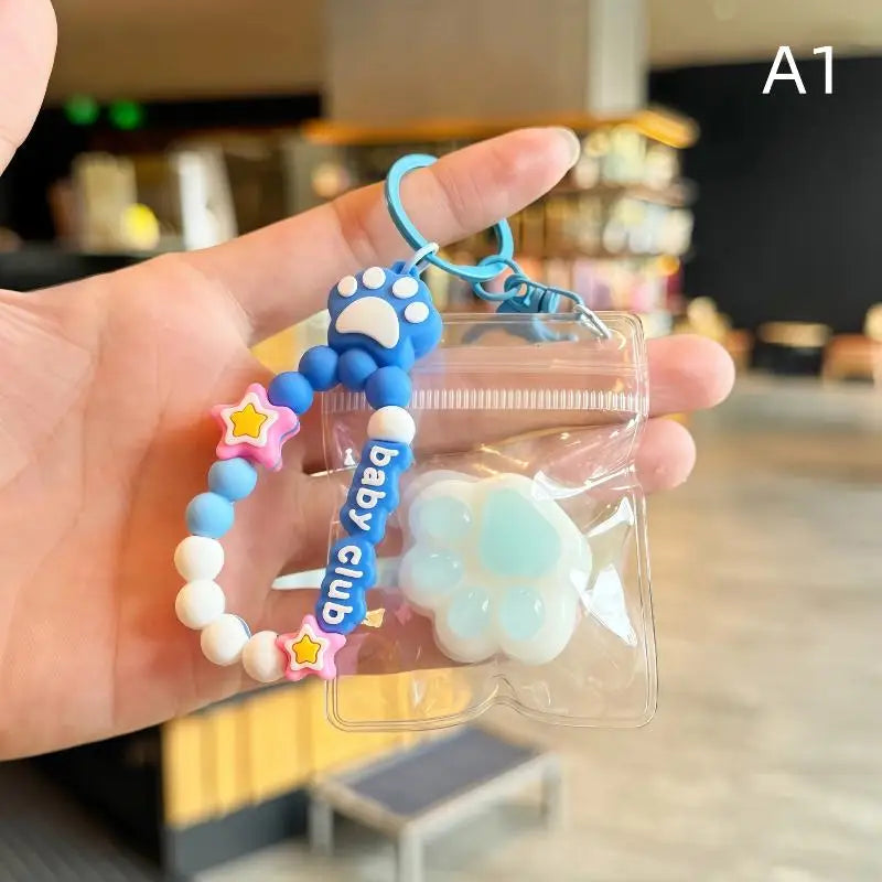 Cat Claw Stress Relief Squeeze Toy Ice Transparent Mini Keychain Cute Qme A1