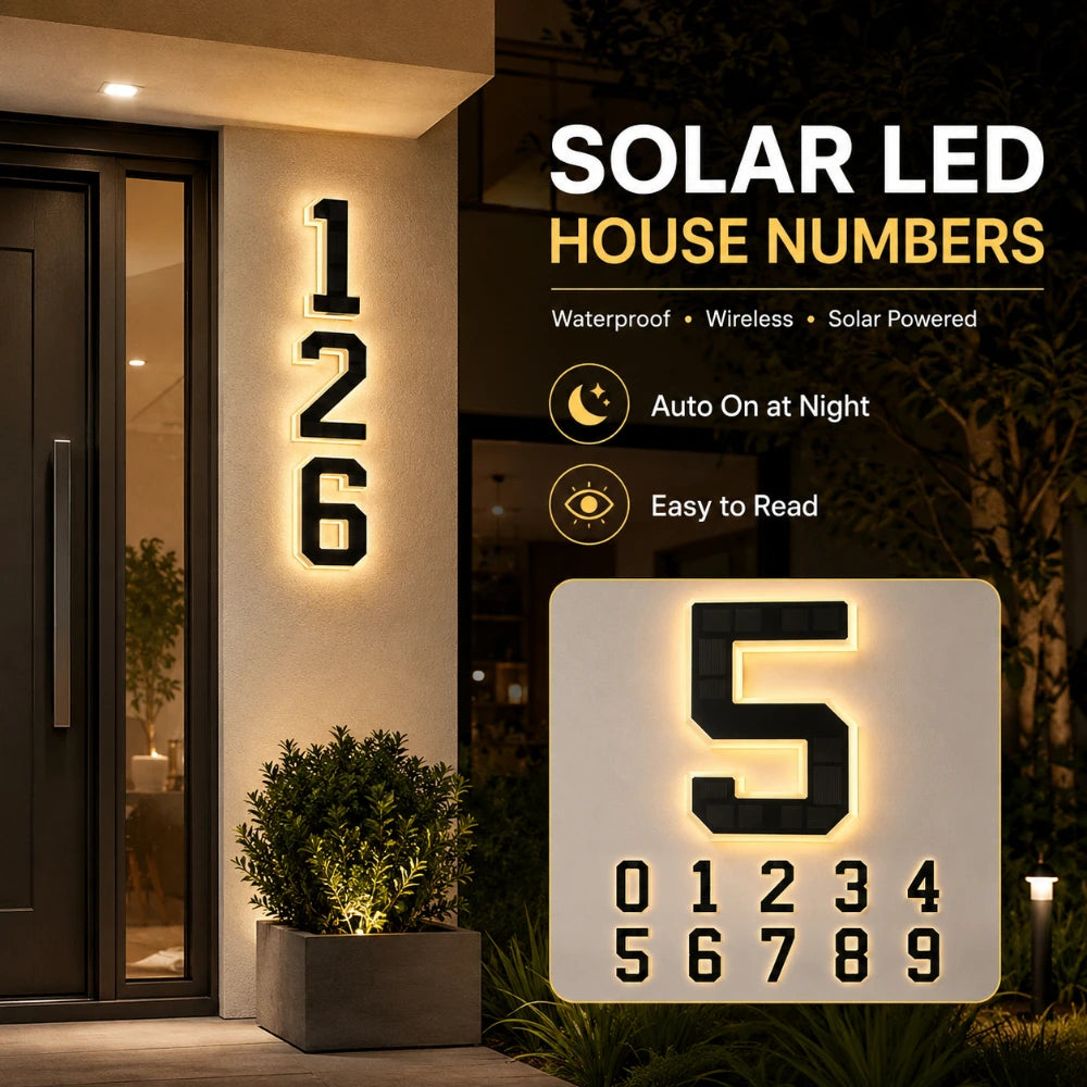 Light Sensor Solar House Number Lights Waterproof Modern LED Address Sign Outdoor Wall Decor For Home Yard Daily Use Qme