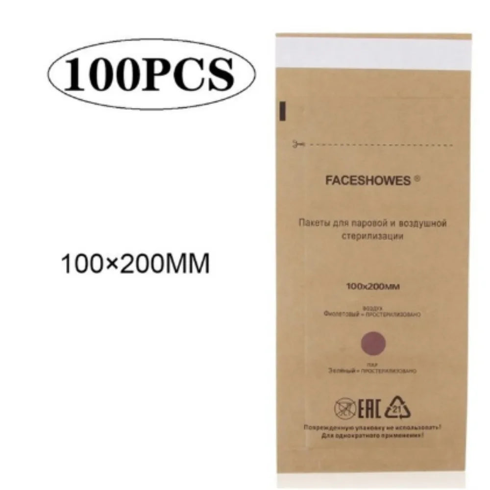 Nail Sterilizer Manicure Kraft Bags Art Clean Bag Sterilization Qme 100Pcs 100X200MM
