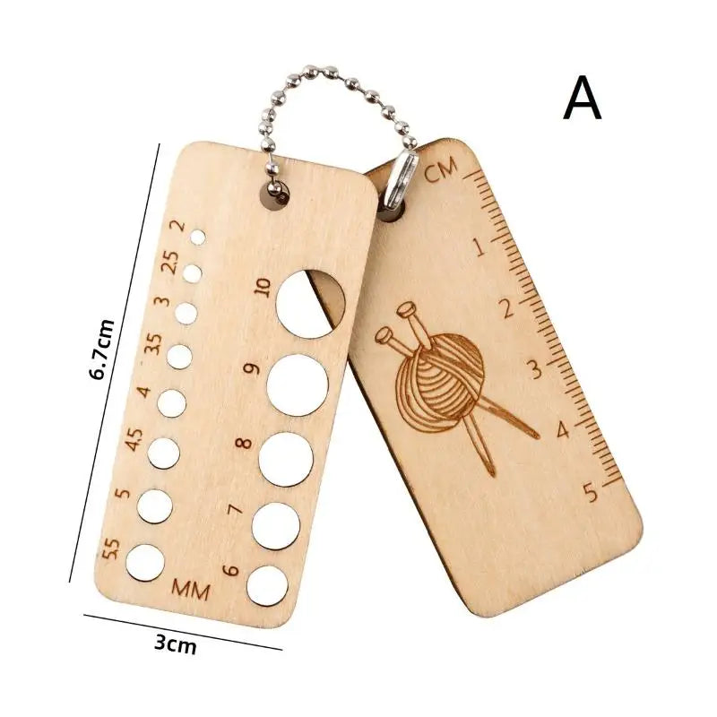 Wooden Knitting Ruler Gauge Locking Stitching Markers Crochet Marker Qme A
