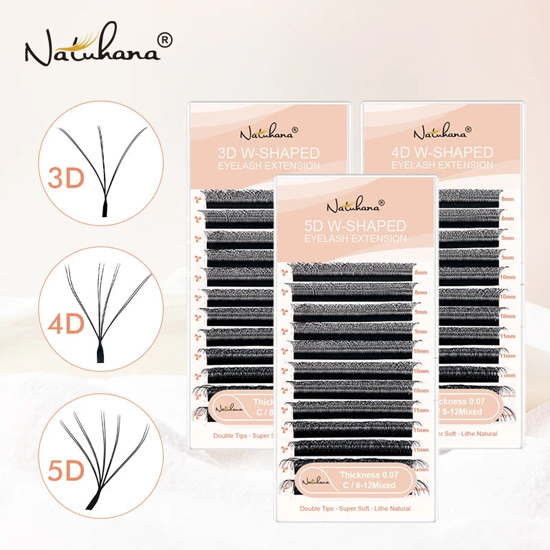 NATUHANA Double W-shape Premade Volume Fans 3D 4D 5D Eyelash Qme