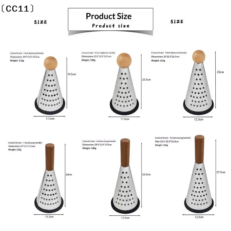 Grater 3 Side Shred Manual Handheld Stainless Steel Multi-purpose Qme