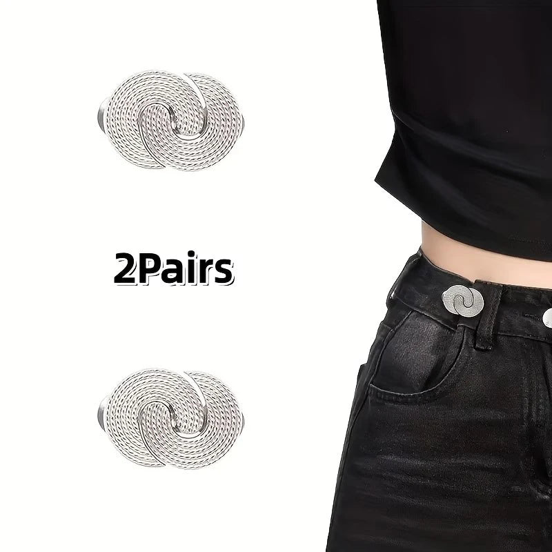 2/3PCS Pant Waist Tightener Adjustable Buttons Pins for Loose Jeans No Sew and No Tools Waist Cincher Clip for Clothing Skirts Qme 2pcs Silvery