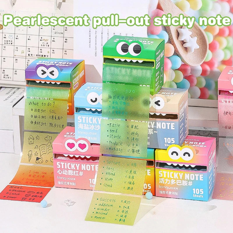 105Sheets Pull-out Sticky Notes Portable Transparent Colorful Qme