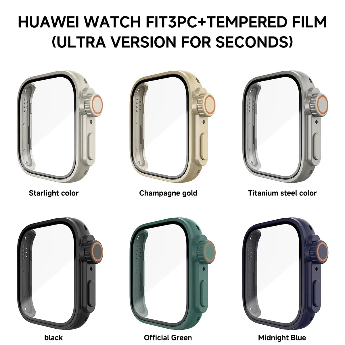 Screen Protector + Tempered Glass Case for Huawei Watch Fit 3 Case Frame As ultra2 Smart Watch Strap Case for Huawei Watch Fit 3 Qme