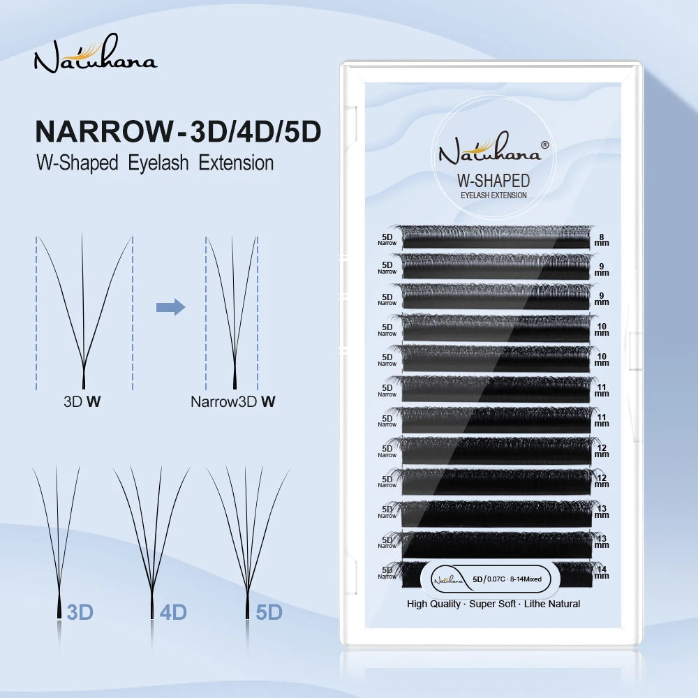 NATUAHANA Narrow V-shaped 3D 4D 5D Eyelash Extensions W-shape Volume Qme