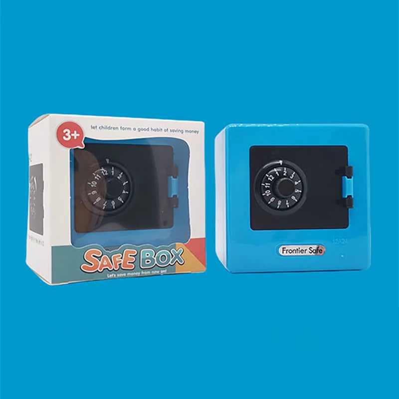Bank Safe Box Automatic Deposit Banknote Christmas Mini Money Retro Qme Blue