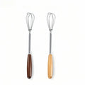 Stainless Steel Agitator Whisk Solid Wood Handle Mini Whisk Portable Manual Whisk Multifunctional Milk Frother Kitchen Tools Qme 2pcs