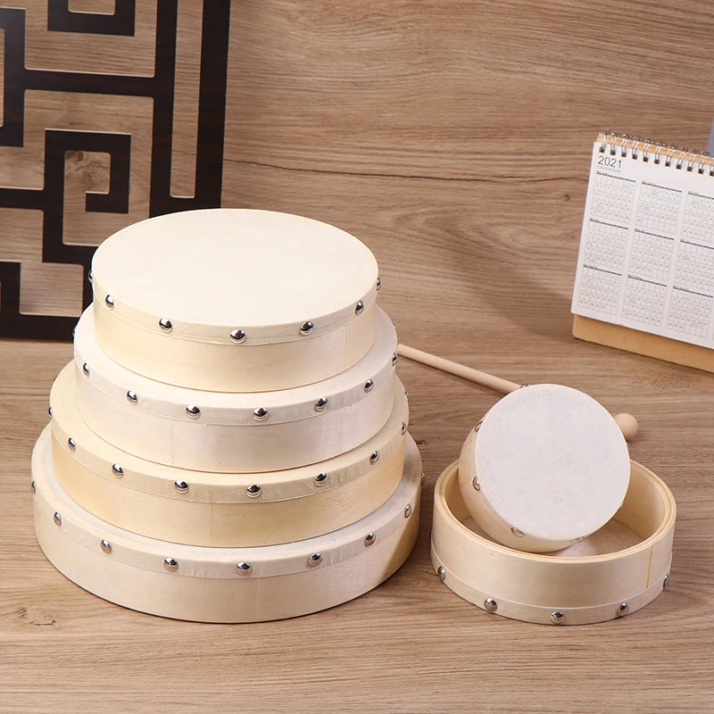 Frame Drums 4 6 7 8 9 Hand Drum Wood Stick Musical Game Kids Qme