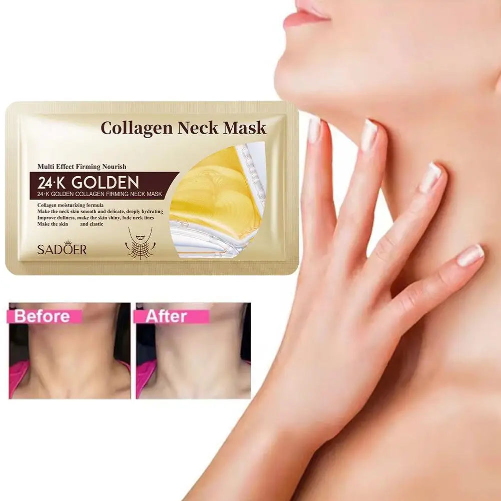 24K Gold Collagen Neck Mask,Crystal Gel Neck Patch,Deeply Moisturizing Nourishing Neck Care Mask For Neck Skin Care 1/3pcs Qme