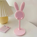 Pink Phone Holder Desktop Cell Phone Stand Adjustable Lovely Rabbit Cartoon Table Support For iPhone iPad Samsung Huawei Xiaomi Qme Pink