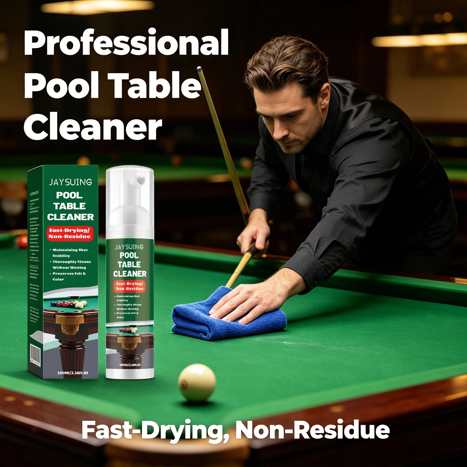 Pool Table Cleaner Removing Stubborn Stains Keep Table Smoothing Improve Ball Speed Fast-Drying Non-residue Felt Cleaning Spray Qme
