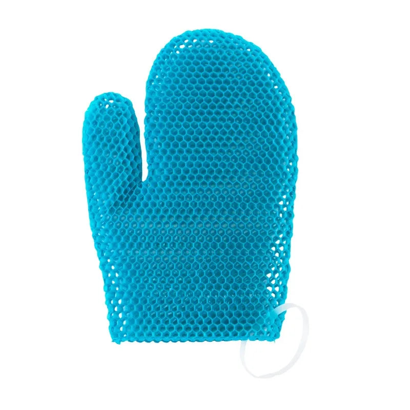 Honeycomb Exfoliating Glove Face Body Deep Cleansing Quick Dry TPU Qme Blue