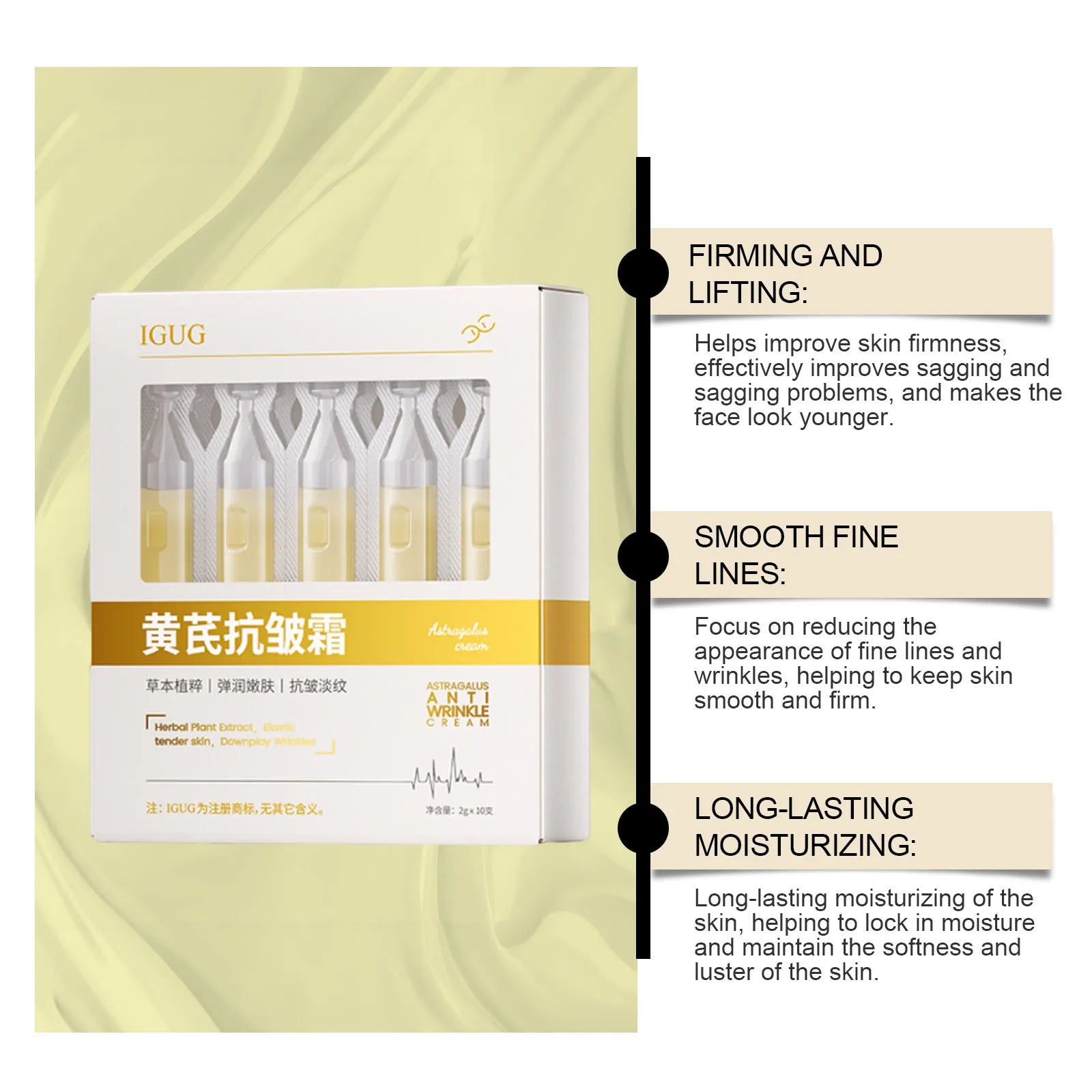 Astragalus Instant Wrinkle Remover Essence Fade Fine Lines Face Serum Anti Aging Firming Lifting Whitening Korean Skin Care Qme