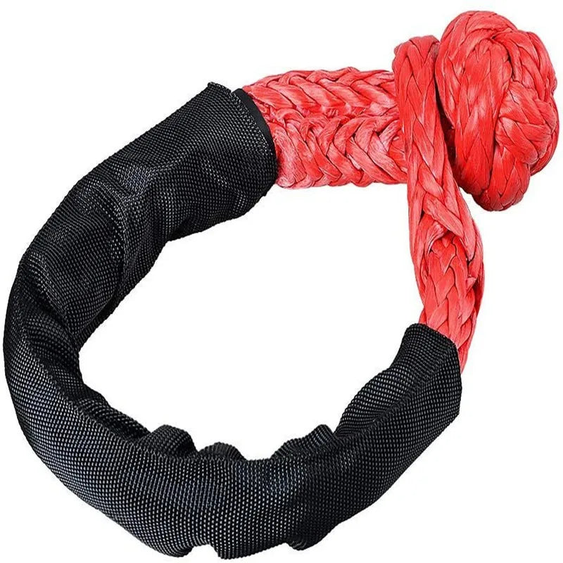 Synthetic Fiber Soft Shackle for Vehicle Recovery Off Road Towing Ropes Car Trailer Pull Rope with Protective Sleeve 38000 Lbs Qme Red