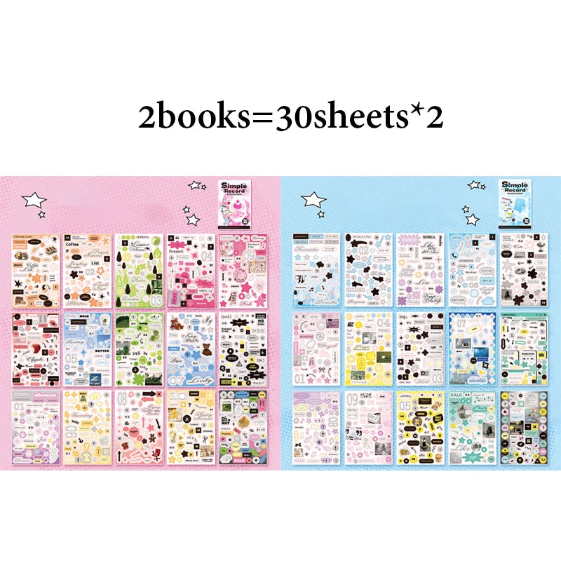 Y2K Sweet Cool Sticker Book Set (2 Pack), Multi-Use Decor Stickers for Scrapbooking, Toploader, Phone & Craft Projects Qme A