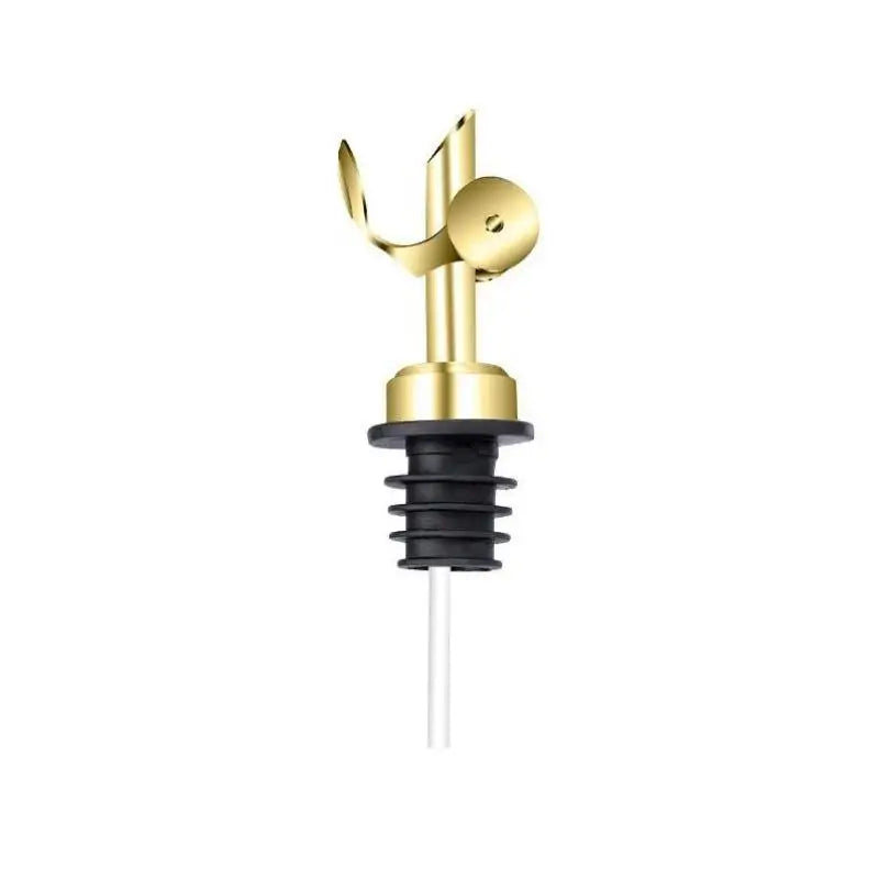 Stainless Steel Bottle Stopper Pourer With Funnel Stainless Steel Oil Bottle Stopper Leakproof Olive Oil Dispenser Cooking Tools Qme Gold