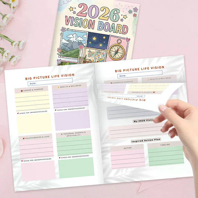 2026 Vision Board Goal Planner Manifest Life Monthly Quarterly Qme