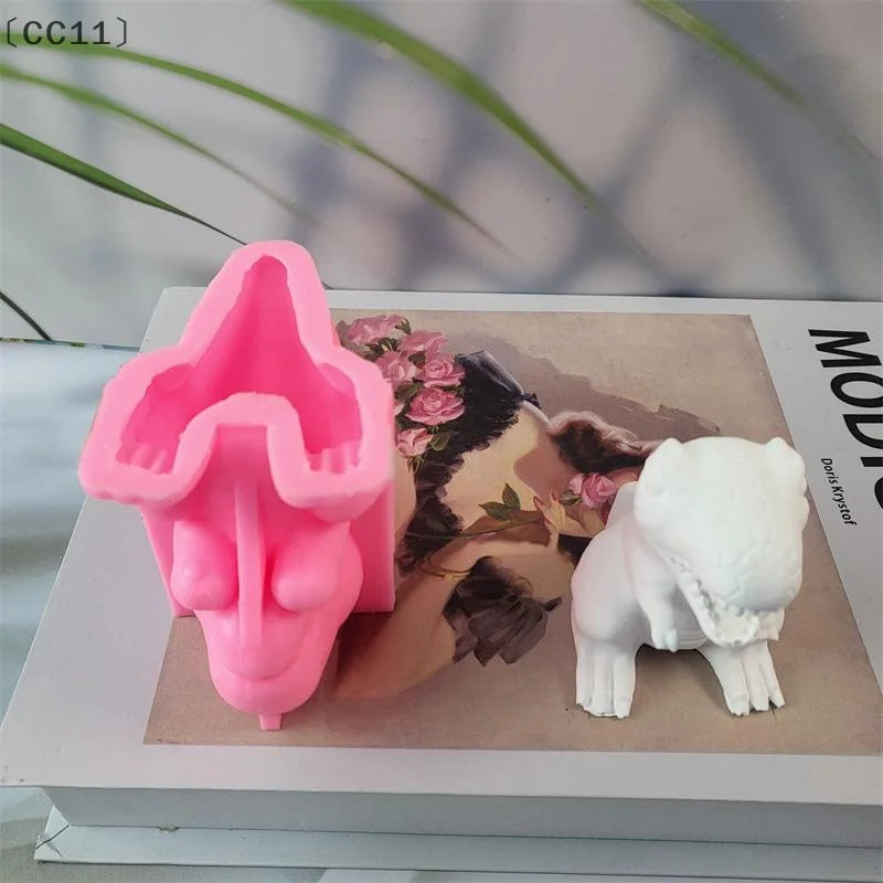 CC11 Dinosaur Candle Mold DIY Plaster Desktop Ornament Silicone Qme