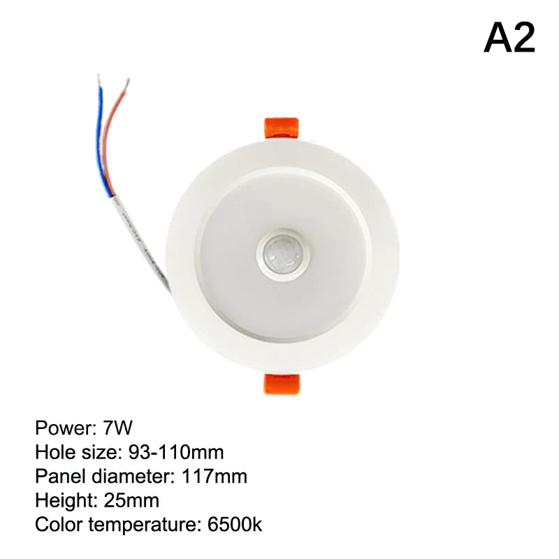 Human Body Motion Sensor Spot LED Downlight Lamparas 220V Ceiling Qme 7W