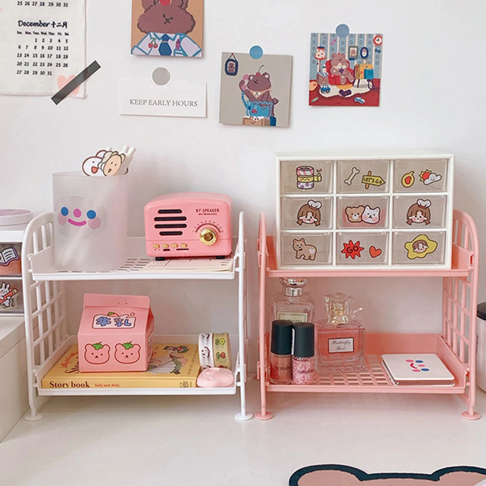High Appearance Horizontal Desktop Storage Shelf Simple Multi-storey Dormitory Storage Shelf Computer Office Available Qme