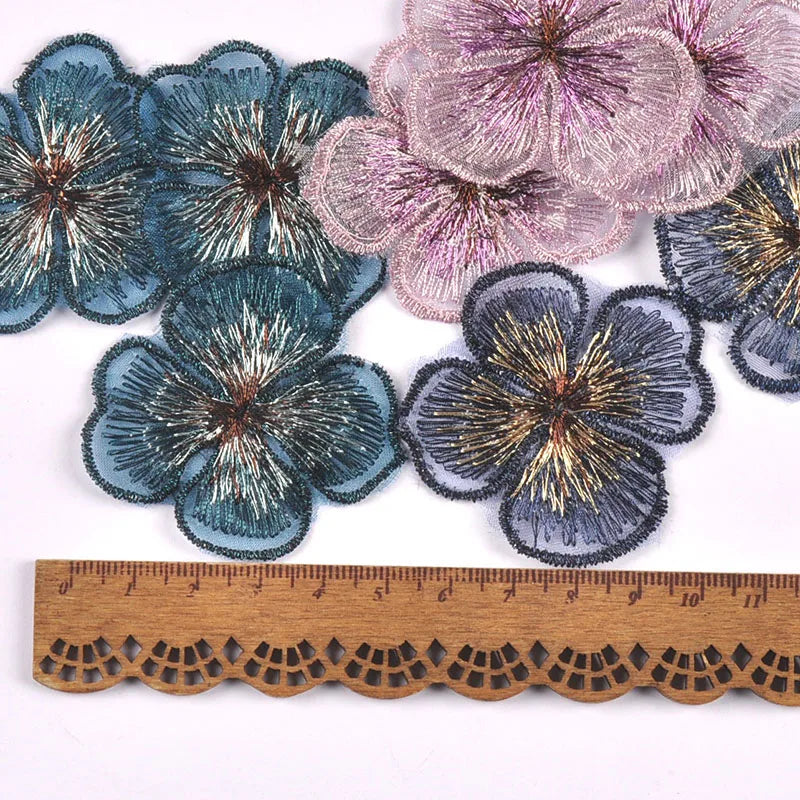 20Pcs/Lot Flower Lace Patches For Hat Clothing Embroidery Mesh Appliques For Handmade Sewing Accessories Wedding Decor 57x47mm Qme Random mixed