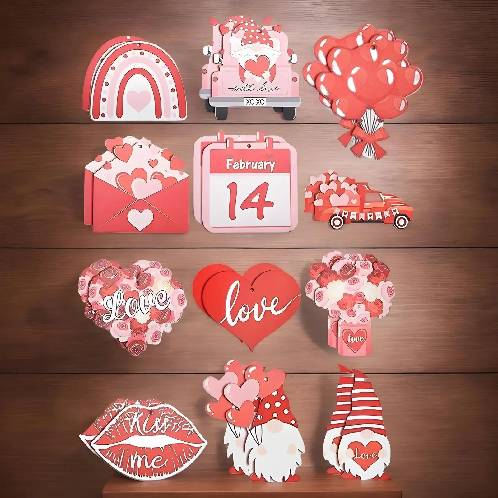 Valentine's Day Ornaments Slices Pendant Tags Decorations Valentines Qme