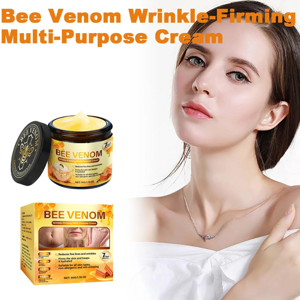 Bee Venom Firming Cream Anti-Wrinkle Lifting Face Moisturizer with Hyaluronic Acid Reduce Fine Lines Multipurpose Bee Venom Crea Qme